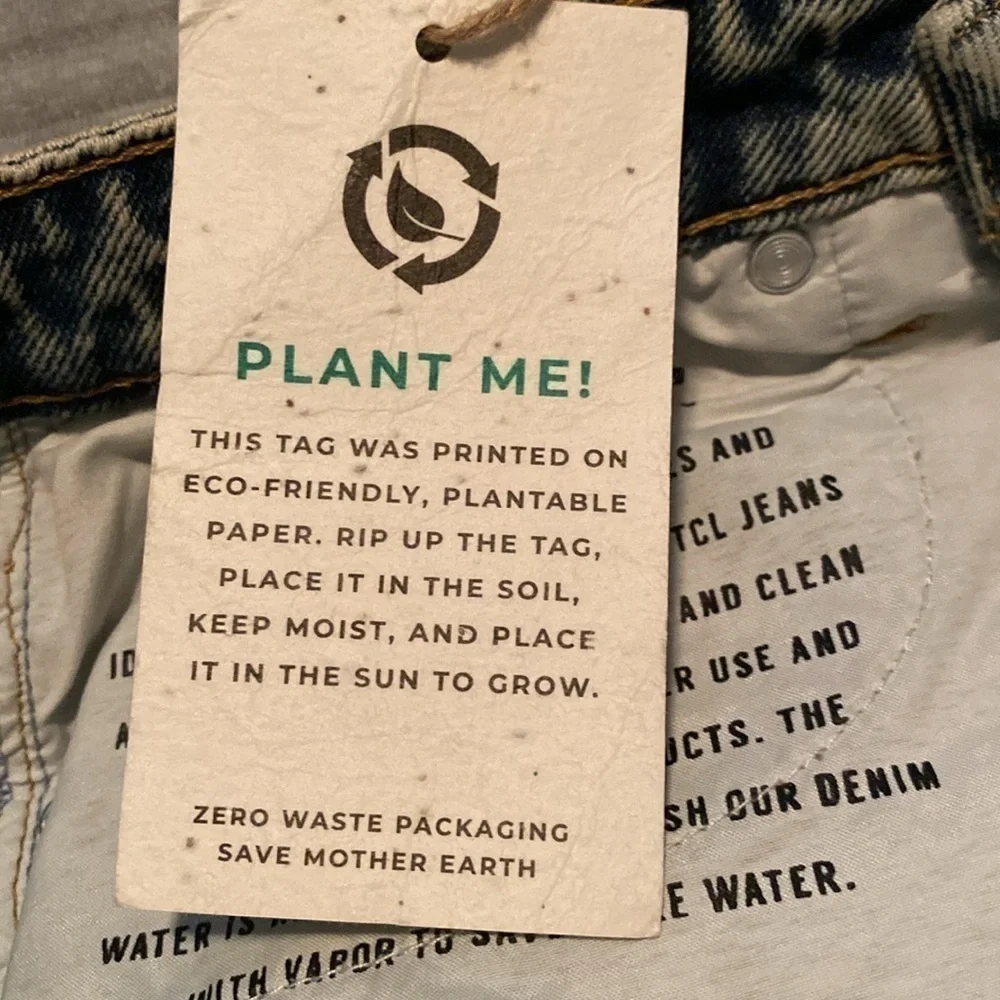 PTCL ethically friendly Indigo Tint Washed Button Fly  jean shorts size 27
